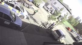 Thug cop caught battering a teenage boy on CCTV