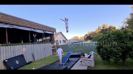 Quarantined acrobat pros practice from backyard in Australia