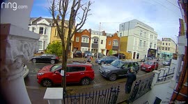 Putney Delivery Driver spit on railings and posts