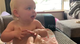 Cute baby tickles