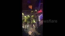 Horrific car crash in Islington area of London sees driver allegedly flee scene as first responders flip car