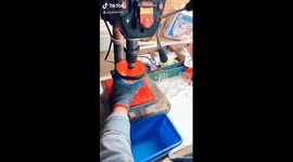 Sanding cut wine bottles to make up-cycled glasses!