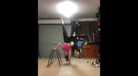 Circus performer trains at home