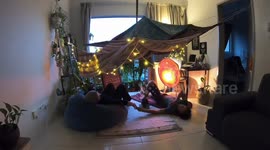 Malaysian couple build 'romantic fort' out of blankets to cure their lockdown boredom