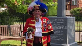 Royalist Town Crier Tony Appleton proclaims a tribute to mark 75th anniversary of VE Day