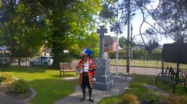 Royalist Town Crier Tony Appleton proclaims a tribute to mark 75th anniversary of VE Day