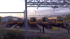 Train driver blasts horn to show support for the NHS in Birmingham, UK