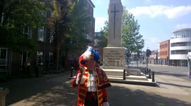 Royalist Town Crier Tony Appleton proclaims a tribute to mark 75th anniversary of VE Day