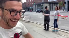 Canadian jogger spots pedestrian with two-meter social distancing stick