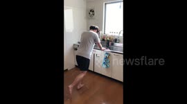 Man demonstrates ‘free treadmill’ during coronavirus lockdown