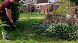UK father and son create nine-hole golf course in their garden during COVID-19 lockdown