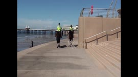 police horses enforcing social distancing during blackpool lockdown 2