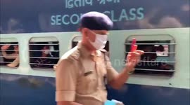 Special train carrying stranded migrant workers leaves Delhi station for Bihar in northern India