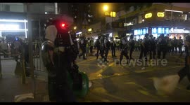 Hong Kong tensions: Riot police clear barricades in side street of Mong Kok