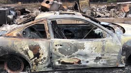 Burned car and home during Florida Fire