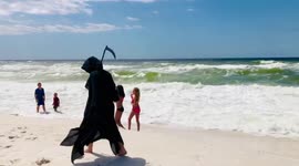 Florida man stalks beach as Grim Reaper to protest reopening amid pandemic