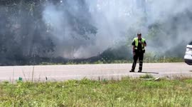Destin fire fighters and truck at Santa Rosa fire burning