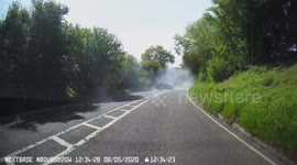 Covidiot: Terrifying moment modified car loses control 'drifting' round bend, narrowly missing two vehicles on road in Bath, during lockdown