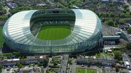 Aerial view of the Aviva Stadium and the Covid-19 test centre