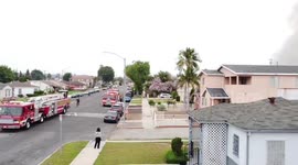 LA House-fire Stopped by firefighters.