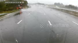 Car swerves off UK highway and slams into vehicle that slid moments earlier