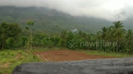 Lucky escape for officials as rogue elephant charges at vehicle in southern India