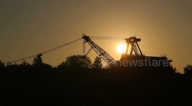 Sunrise over a giant Yorkshire landmark