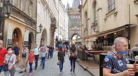 Walking in Prague after a coronavirus outbreak