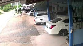 Out-of-control pickup truck smashes into cars parked outside Thailand homes