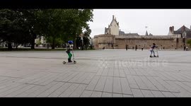 Kids in Nantes play in the streets as France's coronavirus lockdown begins to lift