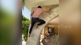 Bored Brits create bouldering courses at home in Nepal during COVID-19 pandemic