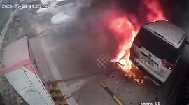 Four vehicles burnt after fire erupts from electric car charging at station in China