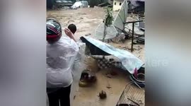 Terrifying flash floods and landslides hit Indonesian village after heavy rain