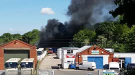 Firefighters tackle fire on Abbey View Trading Estate in Greenfield, UK