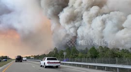 Florida Firefighter helicopters on Alligator Alley wildfire 2