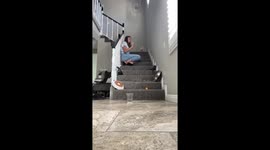 Teenager performs pingpong trick shot during quarantine