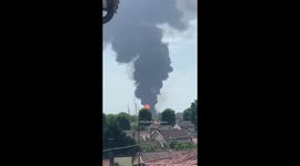 Large plume of smoke seen rising from fire after explosion at chemical plant in Venice
