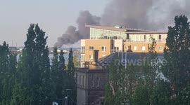 Huge fire in London seen from Woolwich