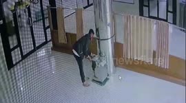 in the middle of the lockdown, was recorded by CCTV thief box armed charity