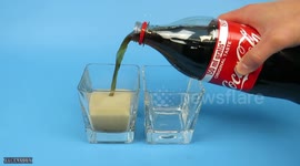 Reaction of Coca-Cola with water purification drops