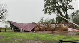 Barns flattened by suspected Tornado in Oklahoma