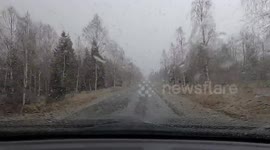 Watch as heavy snow falls in Sweden two weeks before the start of summer