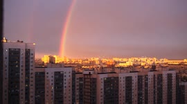 Stunning double rainbow dazzles in skies above St Petersburg after rain