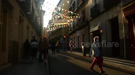International day against homophobia on the balconies of the Chueca neighborhood in Madrid, Spain