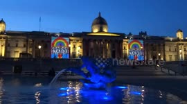 London Stands Together by Sir Peter Blake sends a message of unity with a rainbow of hope during London lockdown - Trafalgar Square