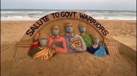Indian sand artist creates sculpture in honour of government official working to fight COVID-19
