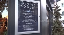 NHS Thank You message from Bayley and Sage Chelsea store during London lockdown