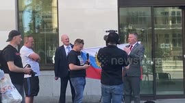 Tommy Robinson attends trial and guilty ruling of Britain First leader