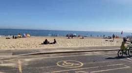 Bournemouth beach busy on the hottest day of the year.