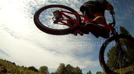 Mountain Biker falls and destroys his camera  / Action - Fun - Extreme Sports Fails / Crashes / Bloopers